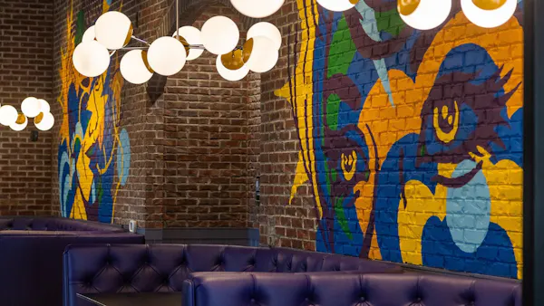 ceiling, light fixture, restaurant, chandelier, chair, design