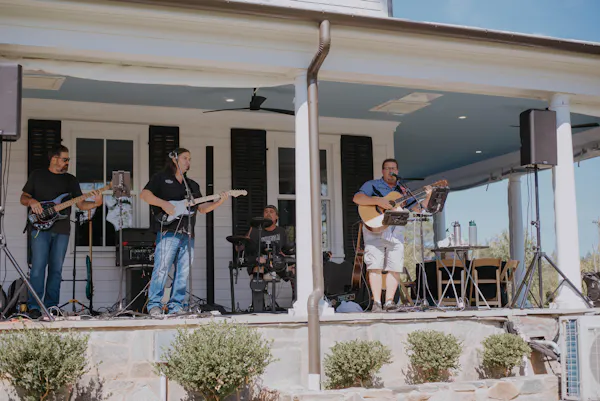 property, musician, musical instrument, guitar, plant, porch