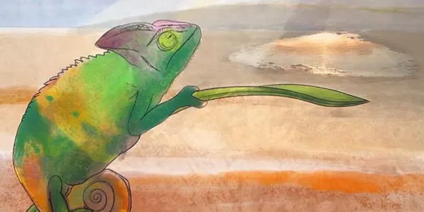 lizard, common chameleon, iguanas, reptile, visual arts, painting