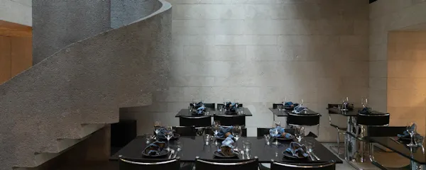 furniture, ceiling, restaurant, silver, chair, glass