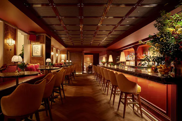 furniture, restaurant, ceiling, bar, chair, barware
