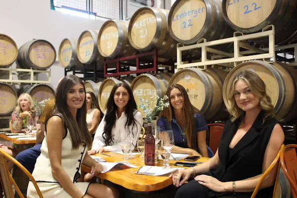 smile, barrel, winery, fun, layered hair, alcoholic drink