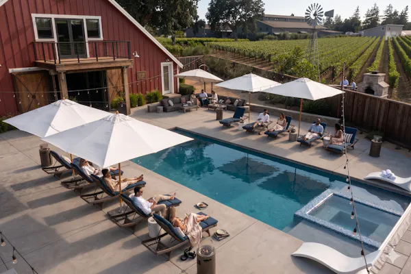 swimming pool, umbrella, outdoor furniture, sunlounger, resort, leisure