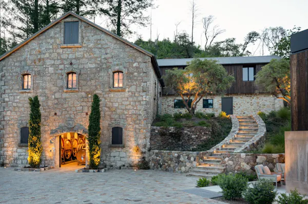 door, cottage, stone wall, driveway, flagstone, estate