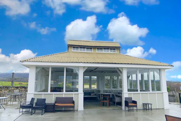furniture, chair, shade, ceiling, pavilion, outdoor structure