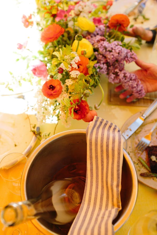 flower, tableware, dishware, orange, cup, drinkware