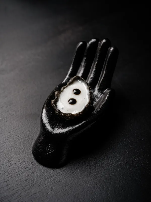 black, silver, bone