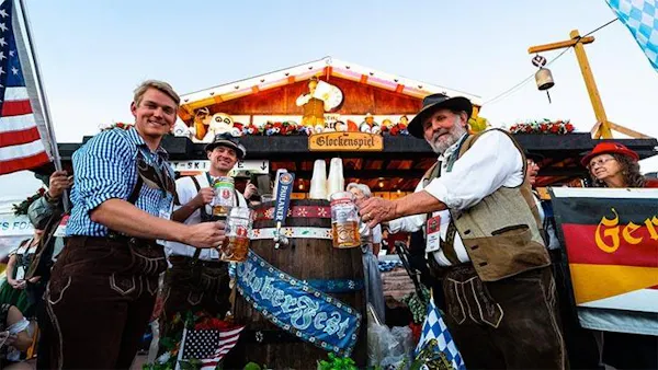 oktoberfest celebrations, public event, fun, logo, sun hat, festival