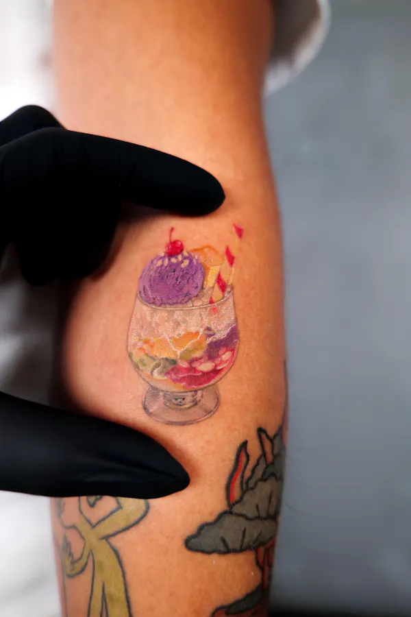 tattoo, temporary tattoo, flesh, calf, cover-up
