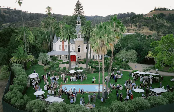 garden, palm trees, lawn, hacienda
