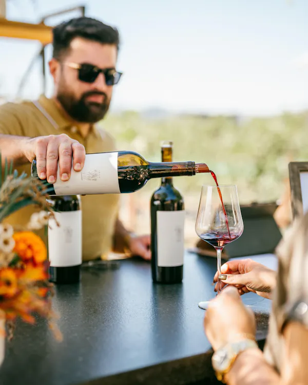 hand, bottle, drinkware, table, wine, tableware