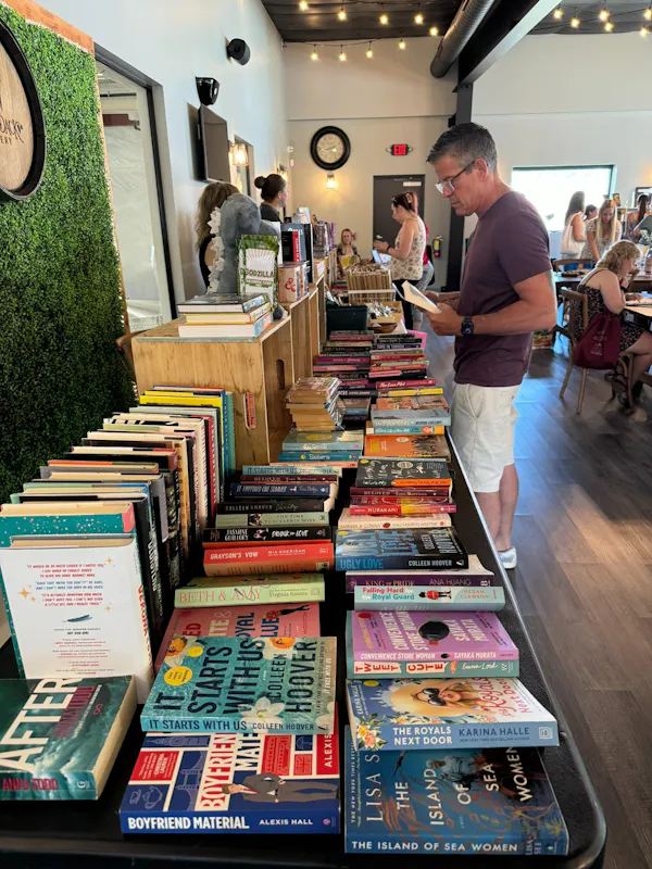 table, bookcase, publication, book, shelf, customer