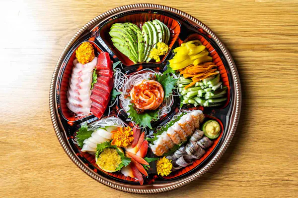 food, vegetable, sashimi, garnish, ingredient, culinary arts
