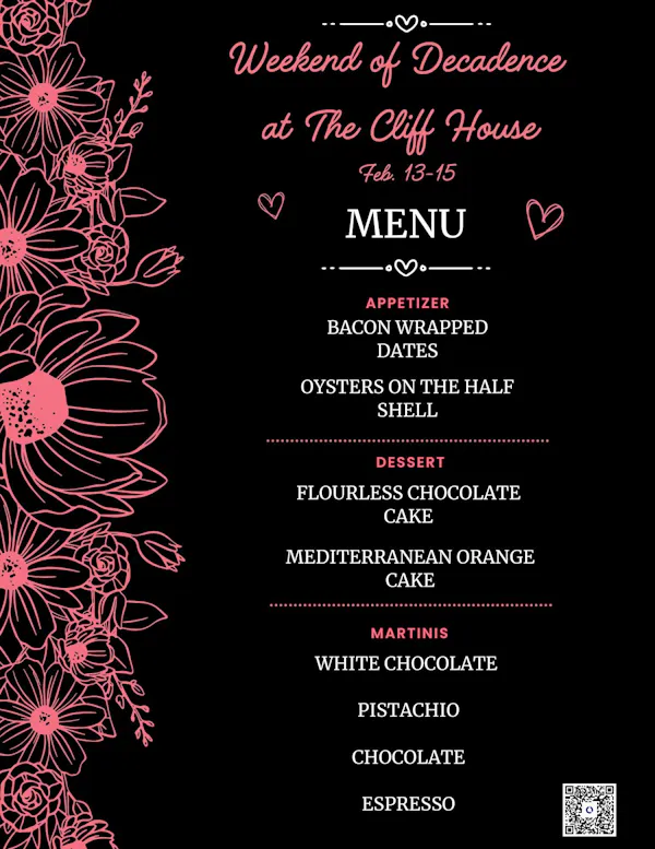 text, font, pink, design, restaurant menu, floral design