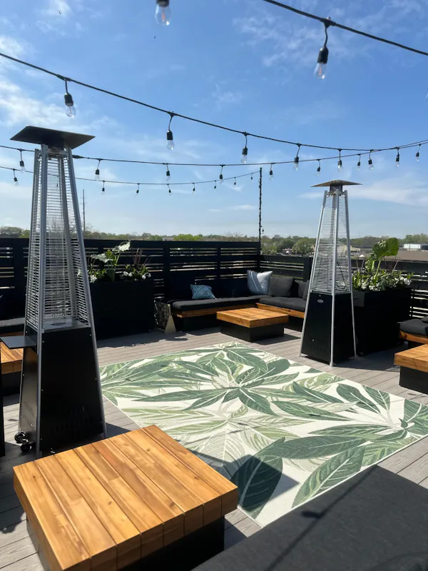 outdoor furniture, outdoor table, shade, flowerpot, deck, patio