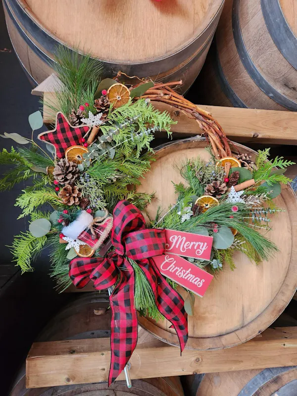 wreath, christmas decoration, ribbon, floristry, christmas day, natural material