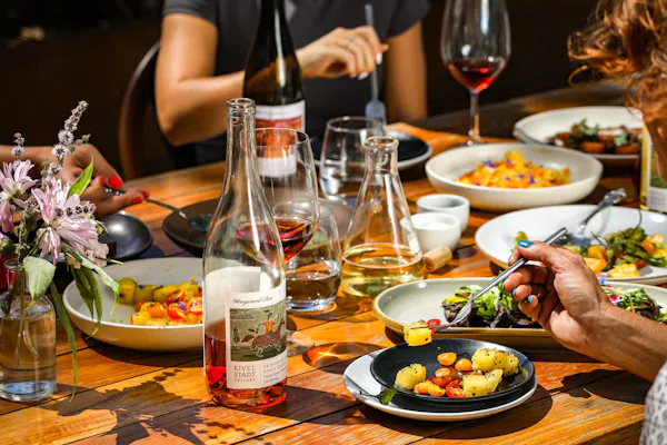food, tableware, table, dishware, bottle, plate
