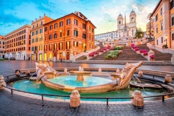 city, fountain, human settlement, water feature, town square, hotel