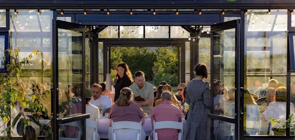 restaurant, chair, outdoor structure, conversation, glass, leisure