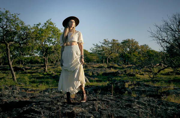 fashion, dress, people in nature, sun hat, prairie, day dress