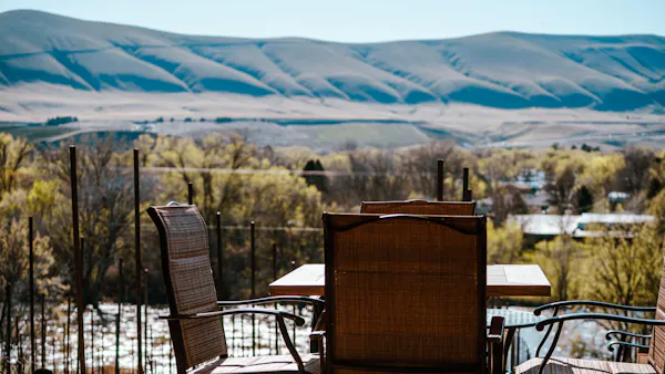 furniture, chair, table, hill, outdoor furniture, outdoor table