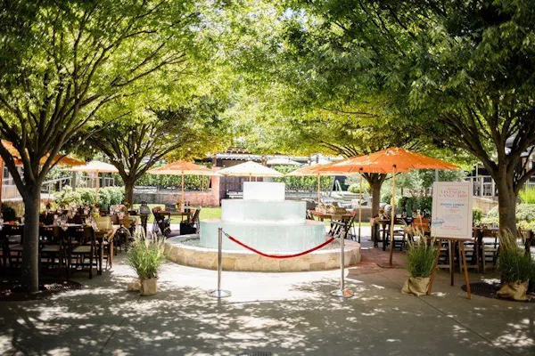 furniture, outdoor furniture, outdoor table, chair, restaurant, shade
