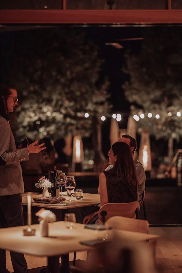 furniture, lighting, table, restaurant, drinkware, night