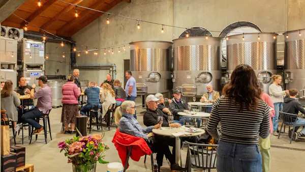 jeans, brewery, crowd, hall, customer, chair
