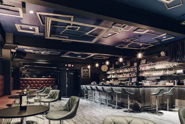 ceiling, bar, restaurant, pub, bar stool, chandelier