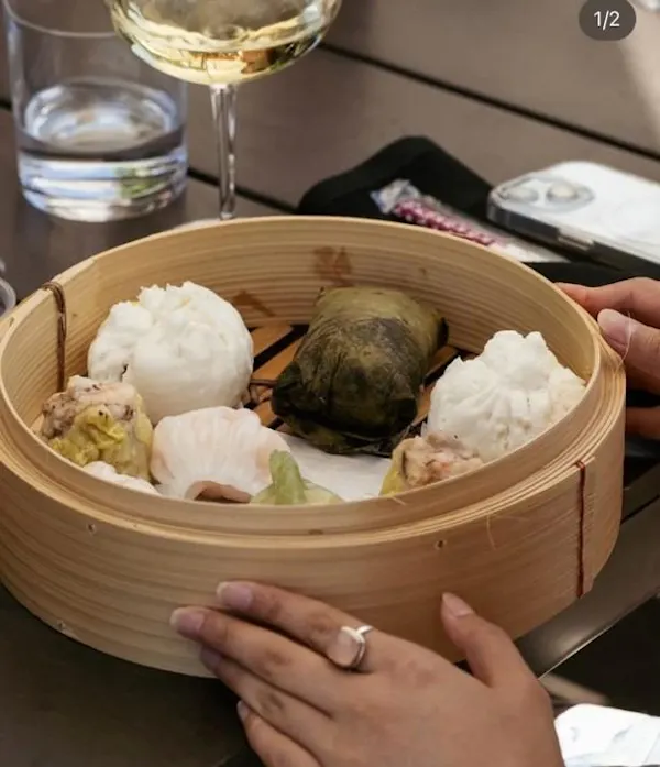 food, tableware, dumpling, ingredient, dim sum, dim sim