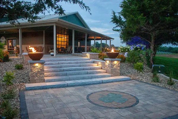garden, flagstone, home, rock, landscaping, patio