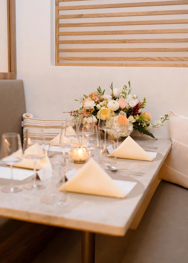furniture, table, flower arranging, restaurant, chair, flowerpot