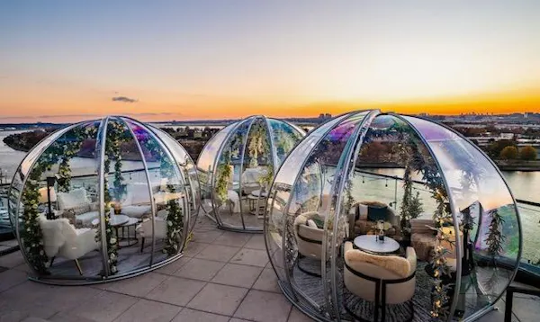 evening, dusk, night, dome, sphere