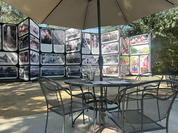 furniture, chair, outdoor furniture, outdoor table, shade, restaurant