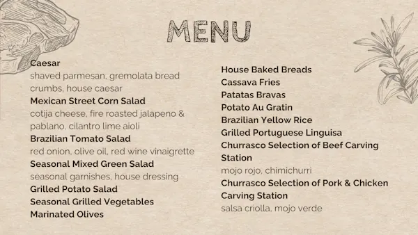 restaurant menu
