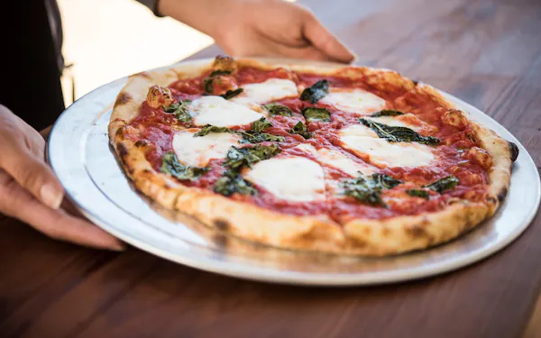 food, pizza, ingredient, tableware, fast food, recipe