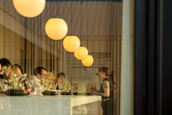 lighting, light fixture, ceiling, glass, restaurant, lampshade