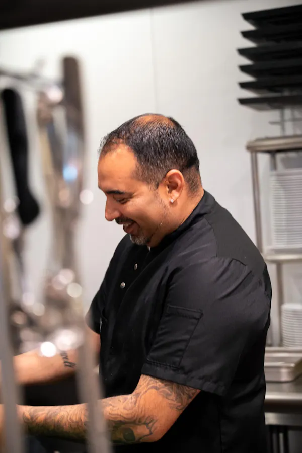 facial hair, beard, buzz cut, chef