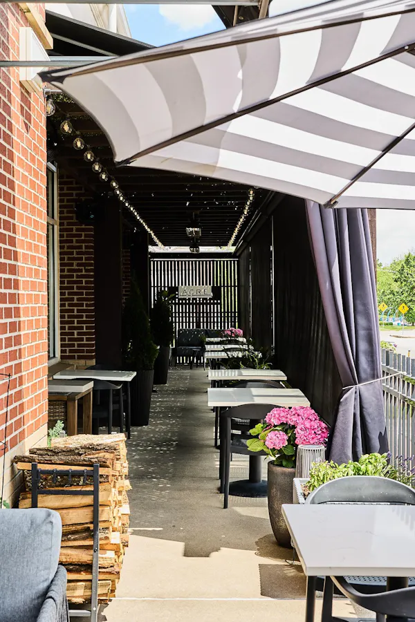 furniture, chair, restaurant, outdoor furniture, outdoor table, shade