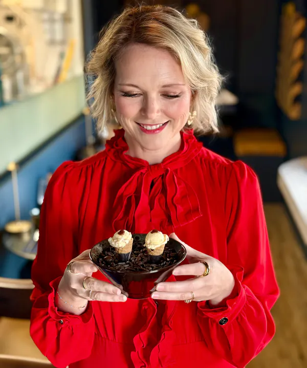 food, tableware, smile, facial expression, ingredient, dessert