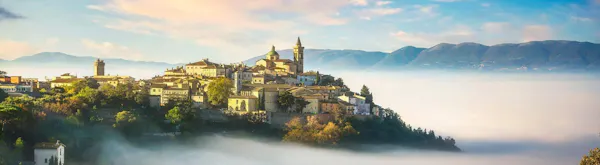 hill, cloud, spire, steeple, tourist attraction, hill station