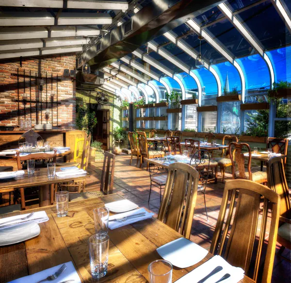 table, furniture, plant, chair, building, wood