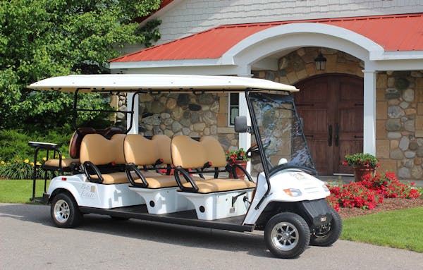 golf cart, tire, wheel, plant, vehicle, window