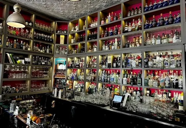 shelf, shelving, retail, alcoholic beverage, drink, city