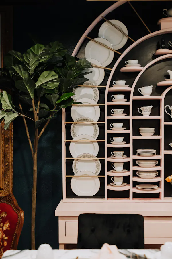shelving, shelf, furniture, dishware, serveware, porcelain