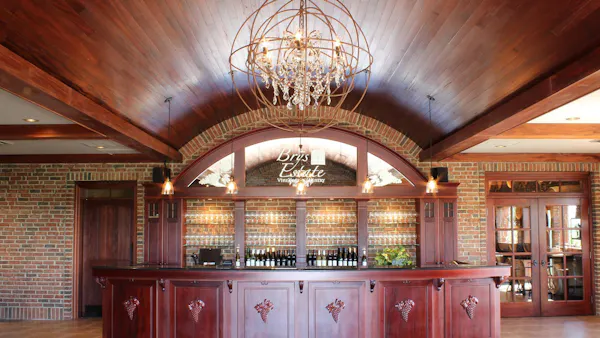 ceiling, light fixture, chandelier, hardwood, wood stain, glass