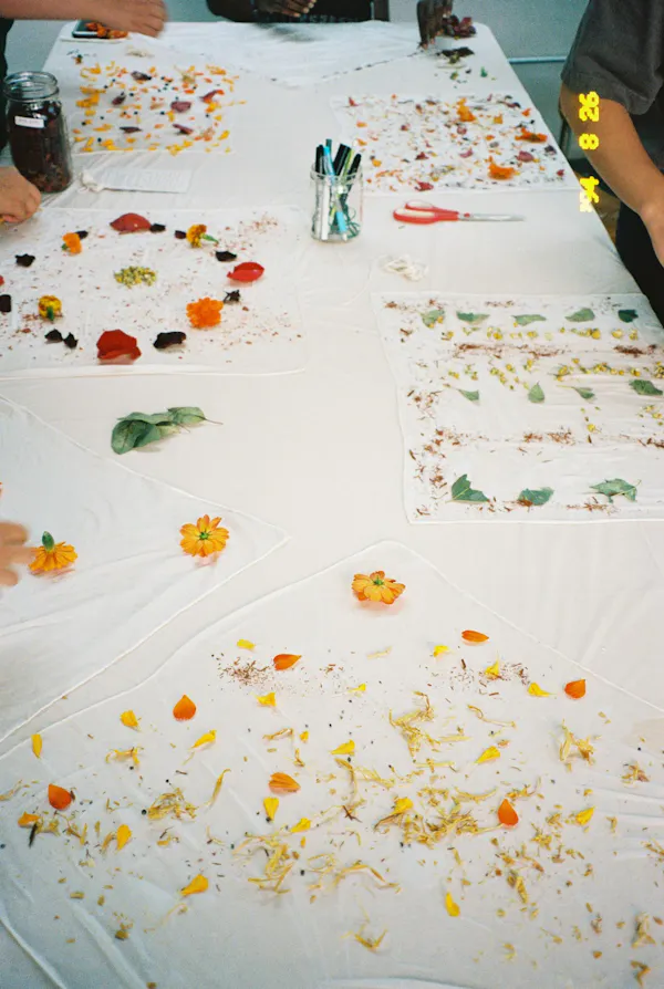 table, textile, orange, yellow, tablecloth, paint