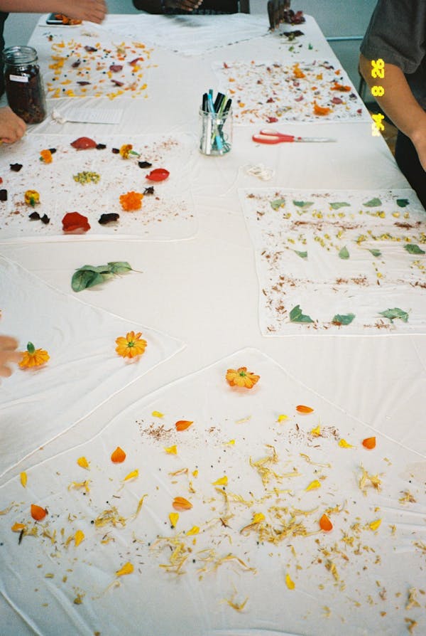 table, textile, orange, yellow, tablecloth, paint