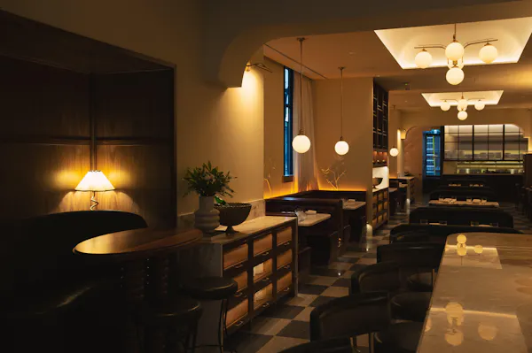 lighting, light fixture, furniture, restaurant, lampshade, chair