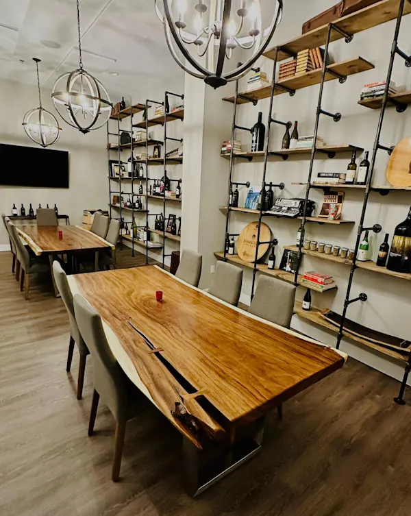 table, furniture, shelf, wood, lighting, desk